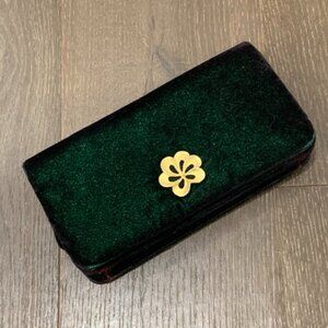 💚 Vintage Farnell Paris Velvet Evening Clutch with Gold Chain — Emerald/Black S